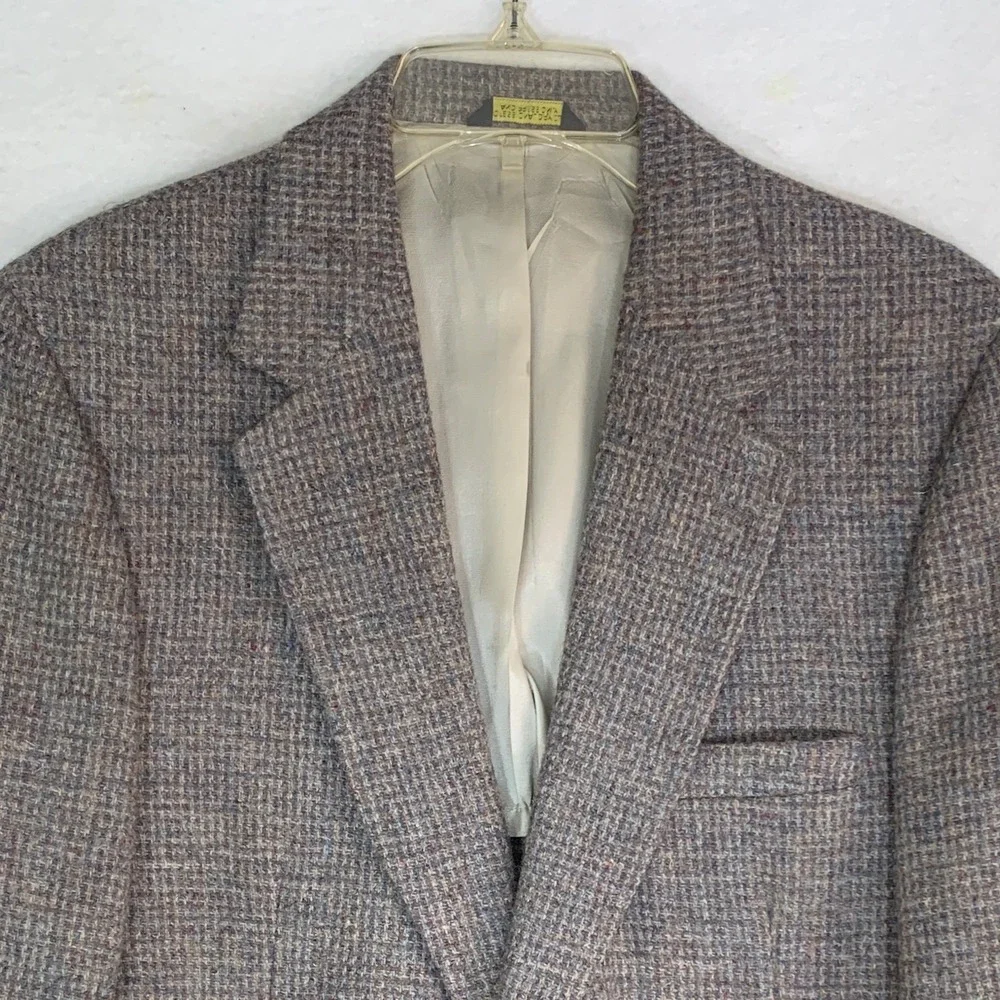Harris Tweed Blazer Mens 40R Brown Tan Scottish Wool Sport Coat 2-Button Vintage